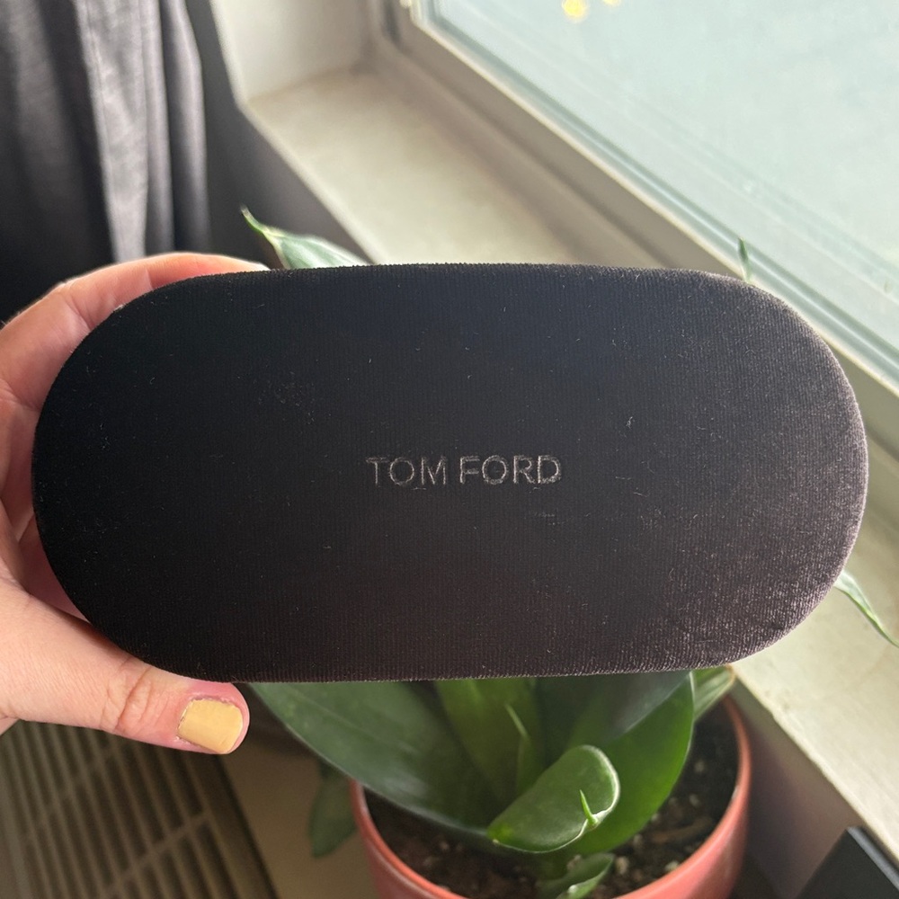 Tom Ford Espresso Brown Velvet Oval Sunglasses Case with Silver Logo